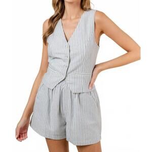 NEW FORE COLLECTION mila cotton stripe vest in light blue